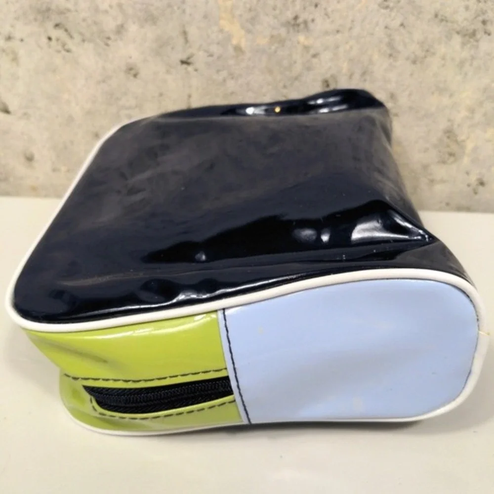 Estee Lauder 2 Piece Cosmetic Bag Set Y2k Style Patent Green‎ Blue Travel Pouch